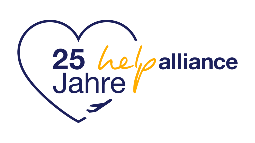 25 years Help Alliance logo with heart and airplane symbol